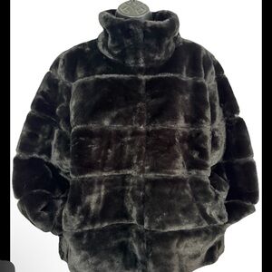 Luxurious Black Faux Fur Coat